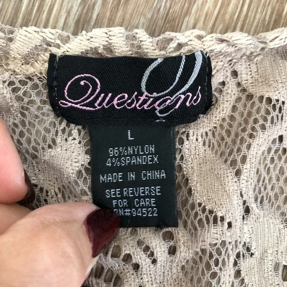 Questions Tan Long Line Feminine‎ Romantic Boho Fringe Lace Cardigan/Jacket ~ L - Picture 10 of 16